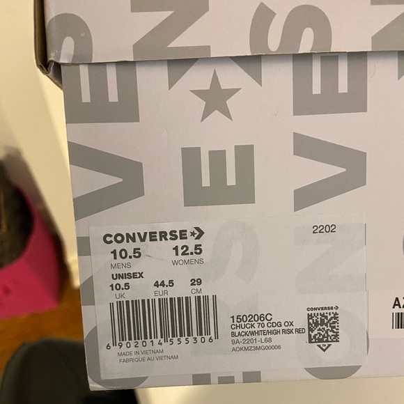 Comme des Garçons unisex black low top converse - Picture 2 of 3